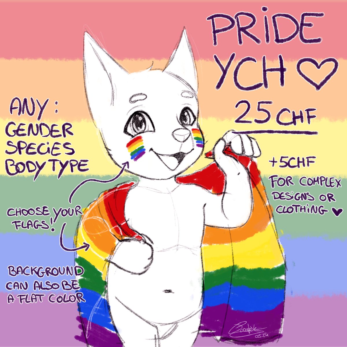 Pasteks_Cave's tweet photo. 🏳️‍🌈PRIDE YCH!🏳️‍⚧️

Get all your flags out of the closet because pride month is approaching rapidly!

5 slots available! (more to be added if needed)

❤️🧡💛💚💙💜

40% of proceeds will go to my girlfriend's gender-affirming surgery fund ✨ https://t.co/LcPaRC9T8K