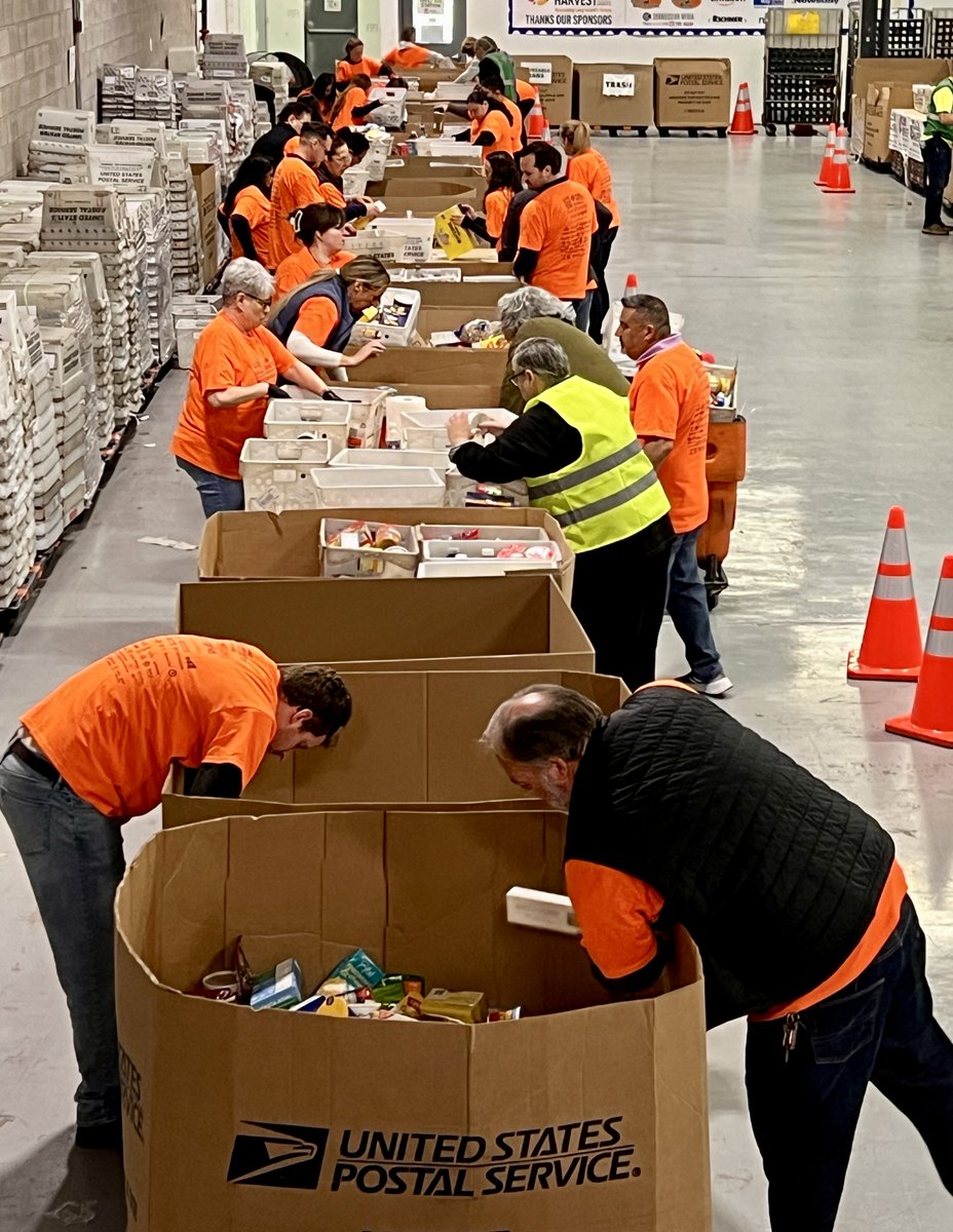 #StampOutHunger - Day 2. #volunteers are hard at work sorting and packing all your generous donations. How many pounds do you think we will sort today? #IslandHarvest