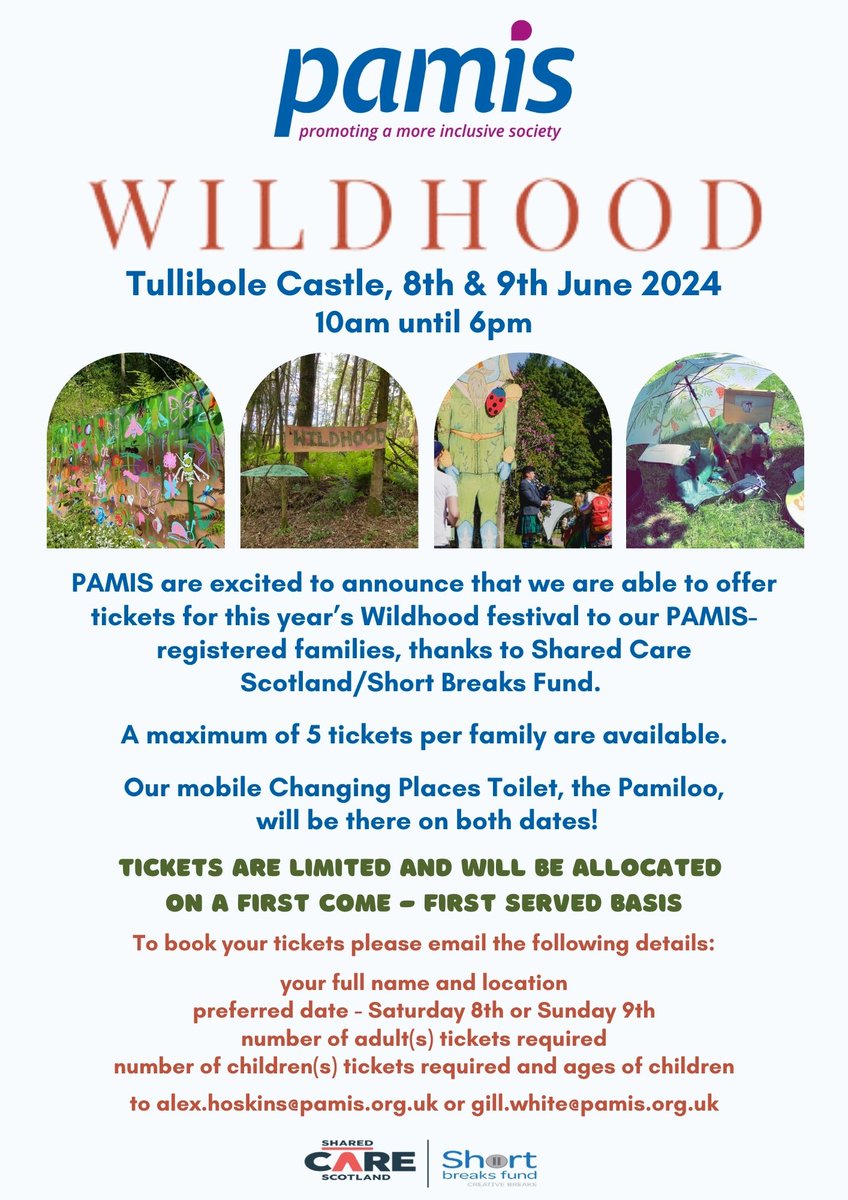 We are back at the Wildhood Festival again this year! WILDHOOD is a multi-award winning festival created just families with children aged twelve and under. We have tickets for our registered families information on flyer ⬇️ thank you @CareBreaks