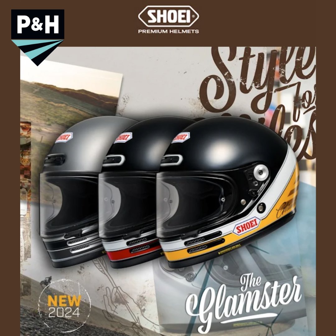 P&H welcome @ShoeiHelmetsUK Glamster Abiding Range which blends the vintage with the modern comfort and safety features bit.ly/3JWUg6L #shoei #new #glamster #westsussex