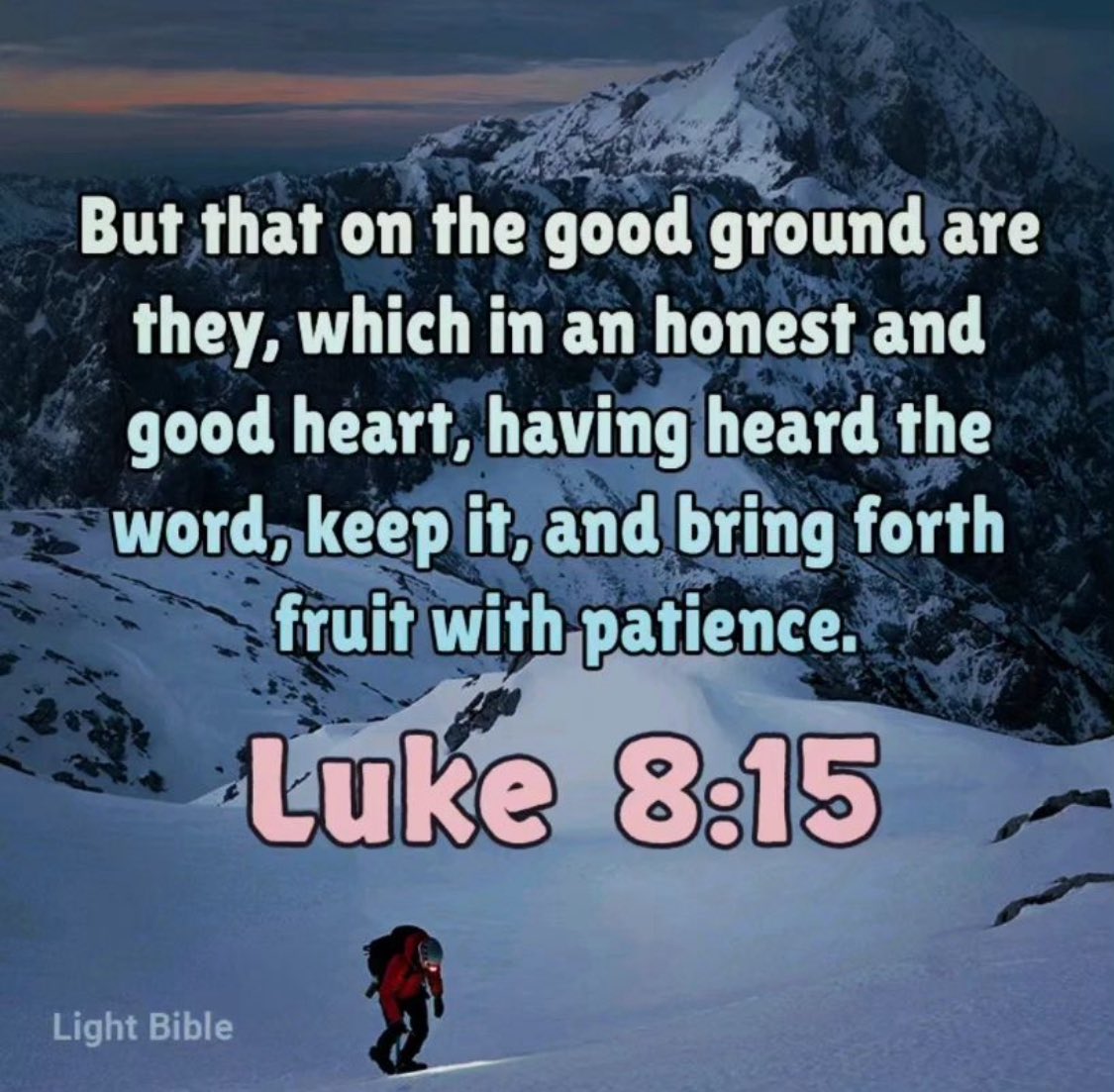 “But the seeds on good soil are those with a noble and good heart, who hear the word, cling to it, and by persevering produce a crop.” Luke 8:15