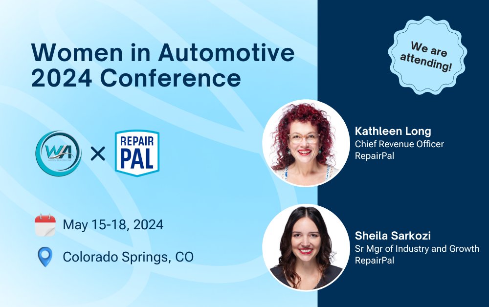 🚗✨ The RepairPal Partner Team is on the move! Kathleen Long, Chief Revenue Officer, and Sheila Sarkozi, Sr. Marketing Manager of Industry and Growth, are heading to the Women in Automotive 2024 Conference!

#WomenInAutomotive #ChampioningChange #RepairPal #WIA2024