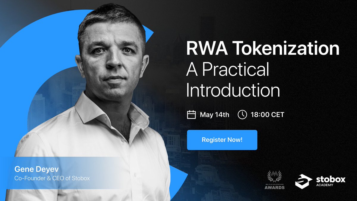 ⚡️ RWA Tokenization: A Practical Introduction 🎙️ Stobox Academy's much-anticipated webinar! 1⃣ RWA Market Size, Growth Metrics, and Institutional Impact. 2⃣ Tokenization of Businesses. Private Company Securities Tokenization 3⃣ Key Benefits of Tokenization for Private