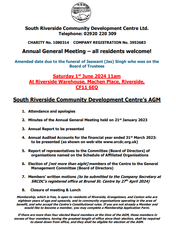 South Riverside Community Development Centre (@SRCDC_Cardiff) on Twitter photo 2024-05-13 13:50:13