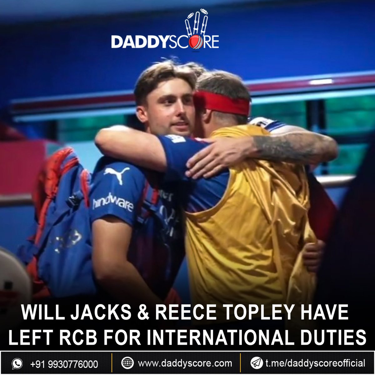 Will Jacks & Reece Topley have left RCB for International duties!