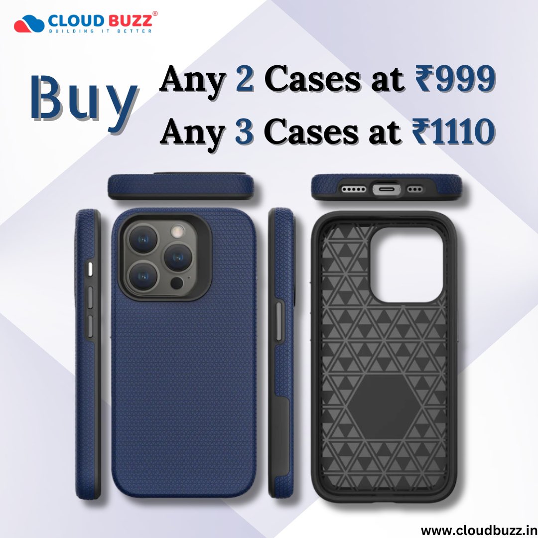 Upgrade your phone's style and protection with Cloud Buzz's buy 2 cases for ₹999 or 3 for ₹1110 sale! 📱💫 Protect your device in sleek, durable designs. Shop now at cloudbuzz.in! 

#PhoneCases #MobileAccessories #OnlineShopping
