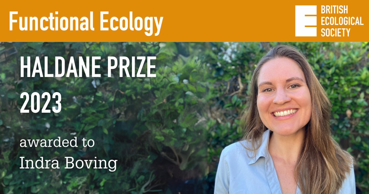 Congratulations to Indra Boving on winning the Haldane Prize 2023 for 'Live fuel moisture and water potential exhibit differing relationships with leaf-level flammability thresholds.' @FunEcology @BritishEcolSoc #FunctionalEcology Find out more 🔗 ow.ly/9i4m50Rzgat