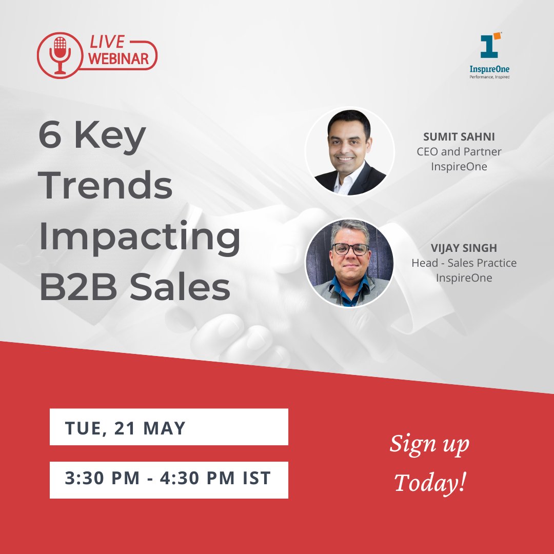 In today's rapidly evolving business landscape, staying ahead of emerging trends is crucial for success, particularly in the realm of B2B sales.

Sign up for our upcoming webinar, scheduled on 21st May at 3:30 PM IST

Register now : us06web.zoom.us/webinar/regist…

#sales #sellingskills