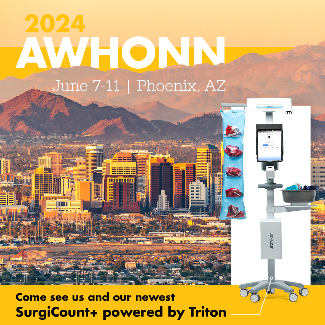 Mark your calendar! The @AWHONN Convention is June 7-11, and our team will be there. Visit us at booth 802 to learn about our newest technology: SurgiCount+ powered by Triton. Learn about the events we’ll attend: ow.ly/lXXp50RzZCw #StrykerST #SafeOR #AWHONN2024