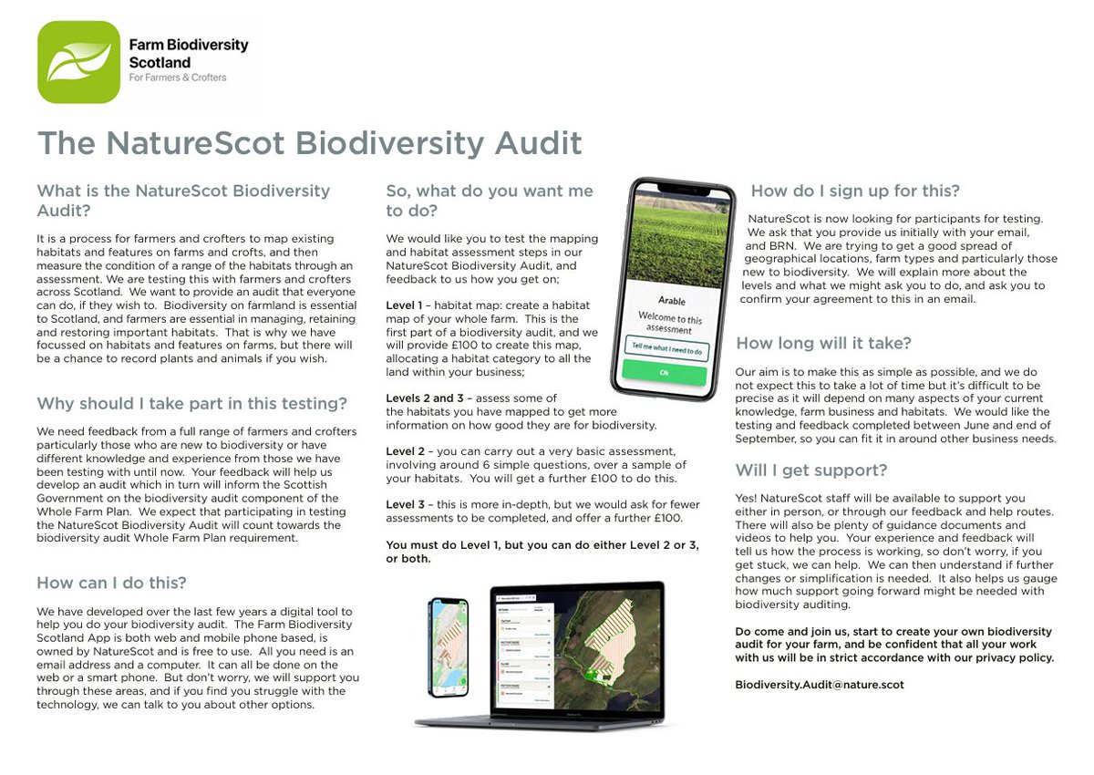 Are you interested in trialling the biodiversity audit app? Find out more below nature.scot/professional-a…