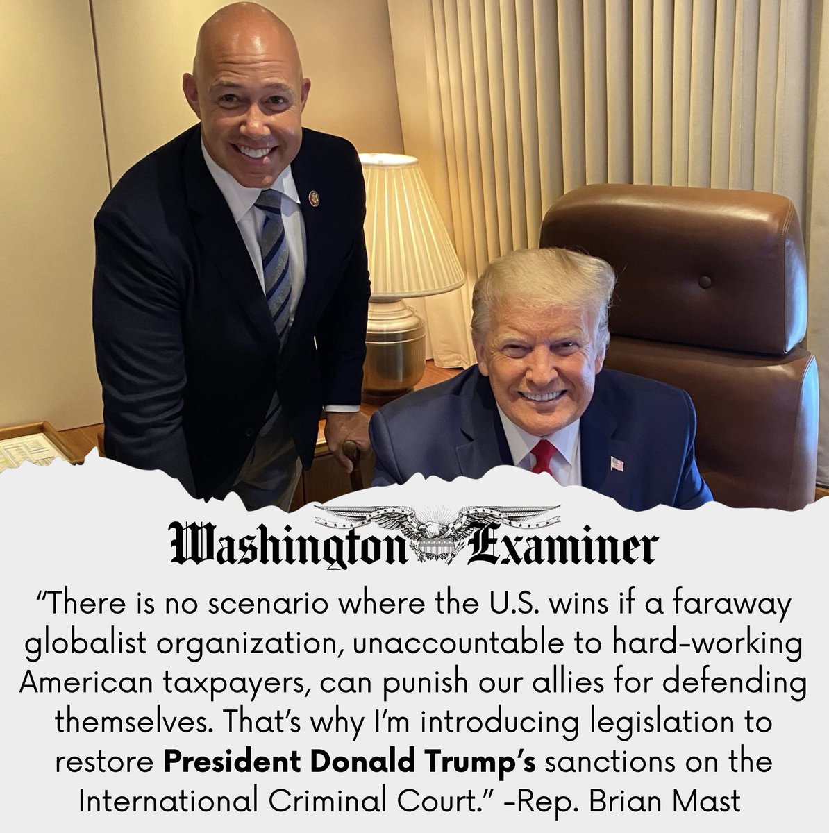 I’m introducing legislation to restore President Donald Trump’s sanctions on the International Criminal Court.

Trump understood that no globalist organization can bully America or our allies. Joe Biden does not.