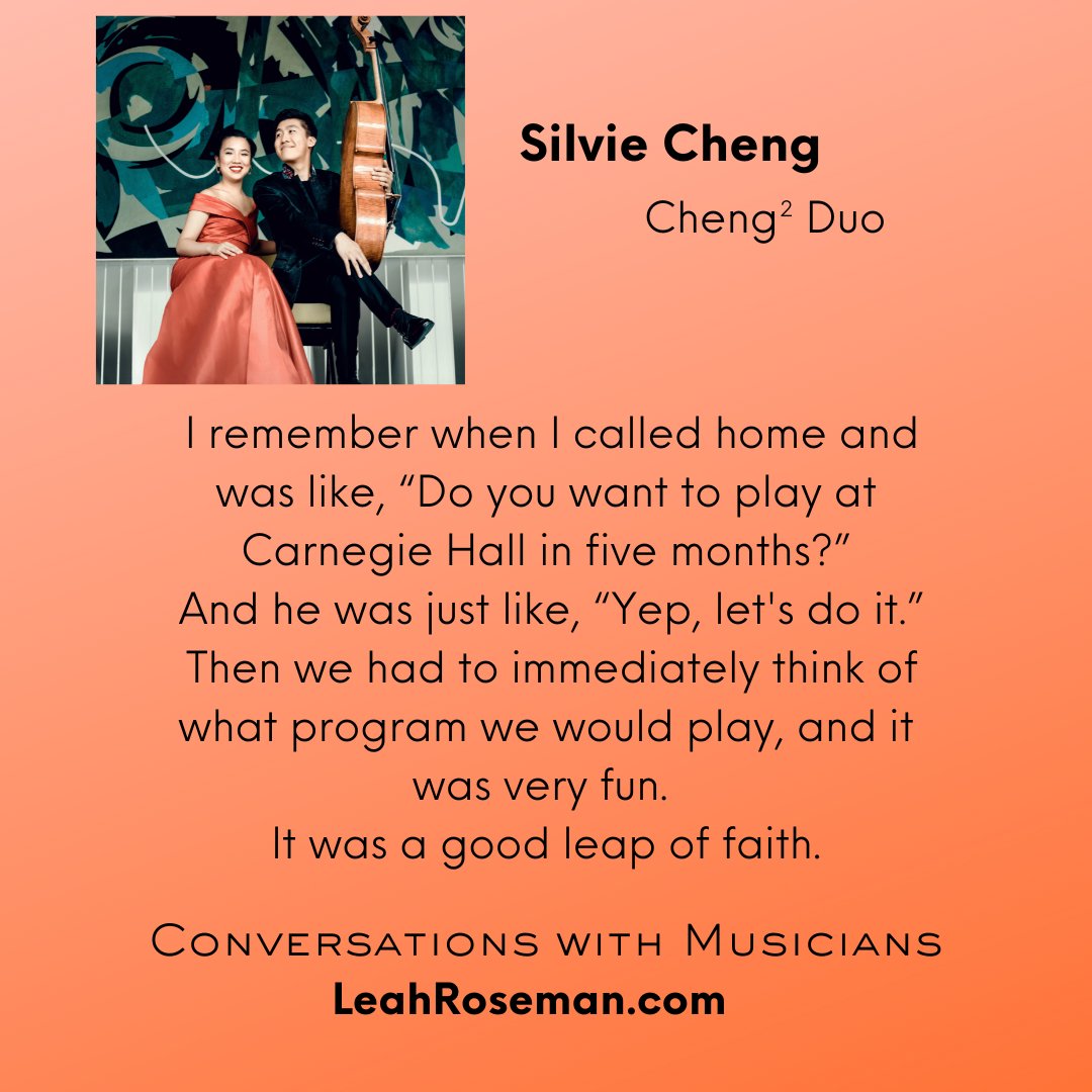 Cheng² Duowith siblings cellist Bryan Cheng and pianist Silvie Cheng : They have performed to great acclaim worldwide and have released to date four fantastic albums. Bryan was only 14 when they played their Carnegie Hall debut, and it was interesting hearing about some of their
