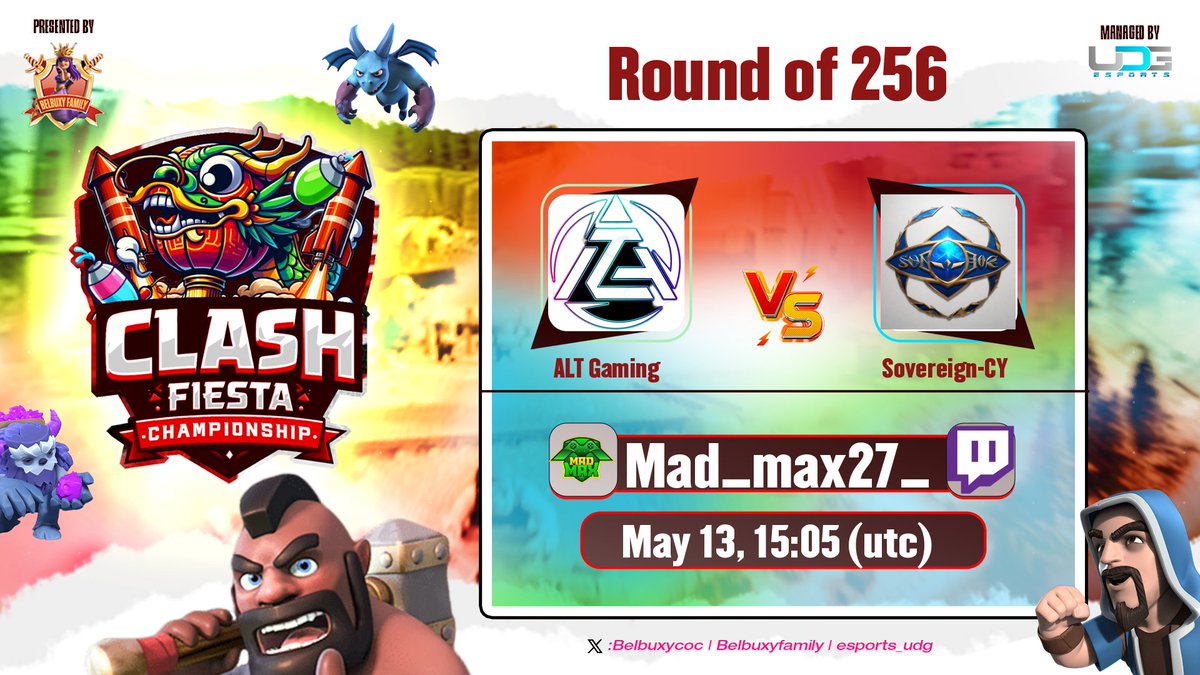 En un ratito, los espero para ver a mis amigos de <a href="/AlicantinoSC/">AlicantinoSC - ALT Gaming</a>

🏆Clash Fiesta Championship 2

✅ALT Gaming 🆚 Sovereign
🕛 12:00🇦🇷 9:00🇲🇽 17:00🇪🇸

Like y Retweet se agradece mucho!!! 

twitch.tv/mad_max27_