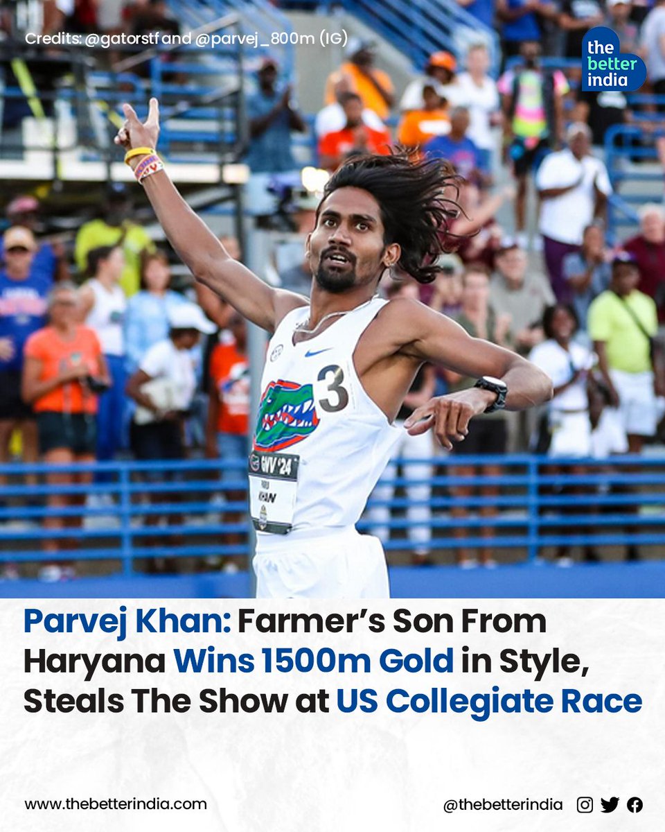 thebetterindia's tweet photo. Meet 19-year-old Parvej Khan from Mewat district, who scripted history by becoming the first Indian track athlete to win gold at the NCAA Championship.

#ParvejKhan #Gold #NCAAChampionships #FirstIndian #Athletics #Mewat #Haryana #India https://t.co/fwbOYsWKGn