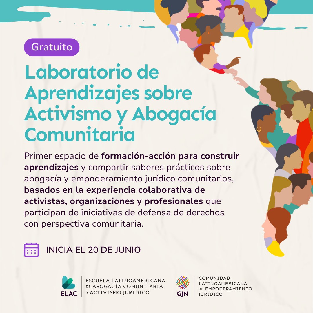 ELAC_org's tweet photo. ¿Trabajas en iniciativas de activismo para la promoción y defensa de los derechos de comunidades vulnerabilizadas de Latinoamérica?    

¡Súmate al Laboratorio de Aprendizajes sobre Activismo y Abogacía Comunitaria!  

📢 INICIATIVA GRATUITA  

Aplica hoy
https://t.co/VgfrKnVjS3 https://t.co/N0GpeA9t5M