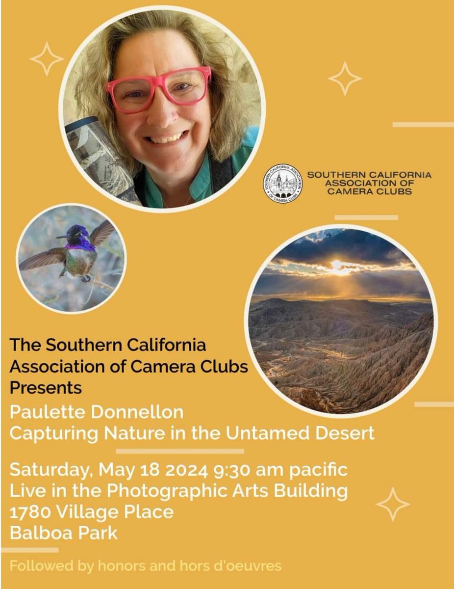 Honored to have been asked to give the talk for the Southern California Association of Camera Clubs Year End Awards Ceremony.🥰 You are welcome to attend! #wildlifephotography #naturephotography #TwitterNaturePhotography For more details: ⤵️ scacc.us/event/scacc-ye…