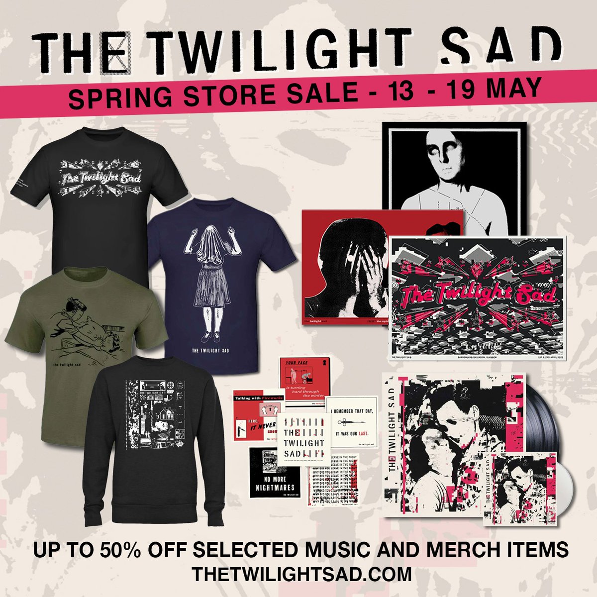📢 SPRING SALE 📢 We have up to 50% off selected items in our spring sale from now until 19th May. Now is the time to stock up on those Sad summer tees and water bottles ⚡️ Head to our store thetwilightsad.com/collections/me…