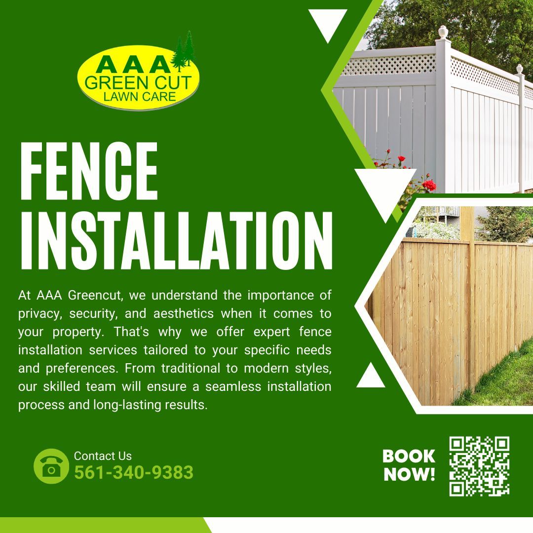 Enhance Your Property with Professional Fence Installation Services! 🏡🛠️ At AAA Greencut, we understand the importance of privacy, security, and aesthetics when it comes to your property. Contact us today to schedule your fence installation service!
