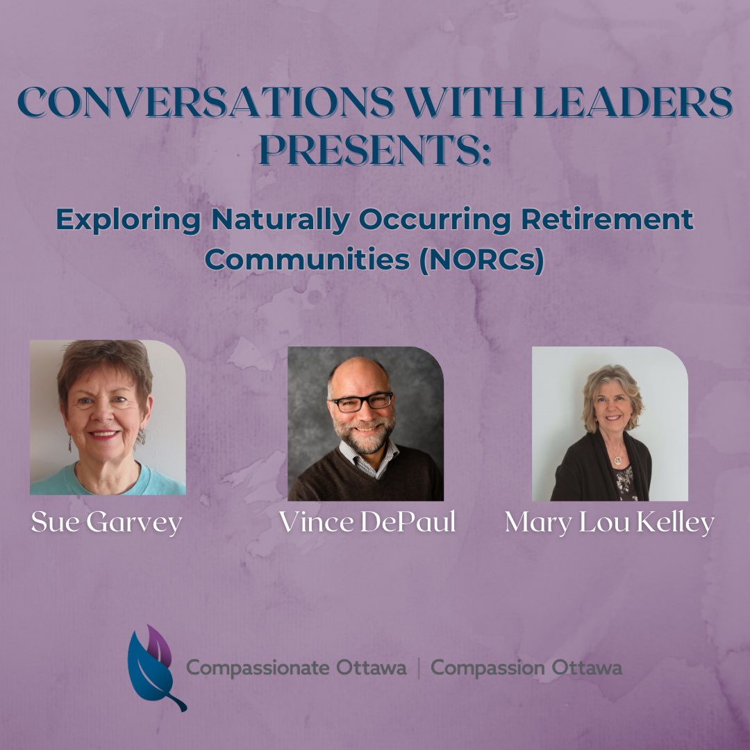 Incase you missed it, you can now watch Conversations with Leaders: Exploring Naturally Occurring Retirement Communities (NORCs) click here: youtube.com/watch?v=ZlunxG…
#webinar #watchnow #retirement #conversations #Compassionateottawa #Conversationswithleaders #aginginplace