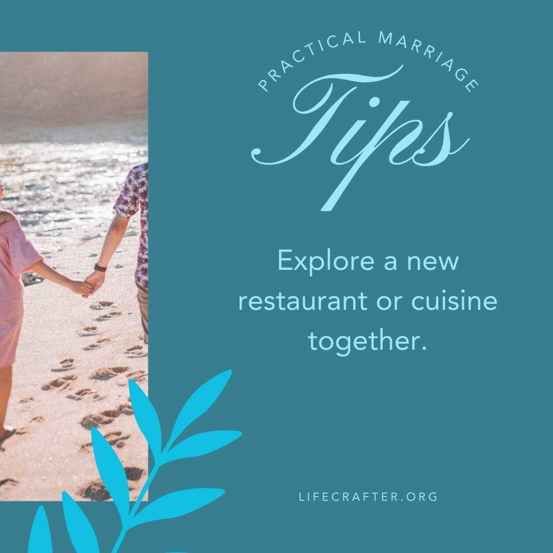 Want a better marriage? Try this! It's time for a new favorite place!
#loveworthrisking #lifecrafter #bettermarriage #diningout #datenight #mondaymarriagetips