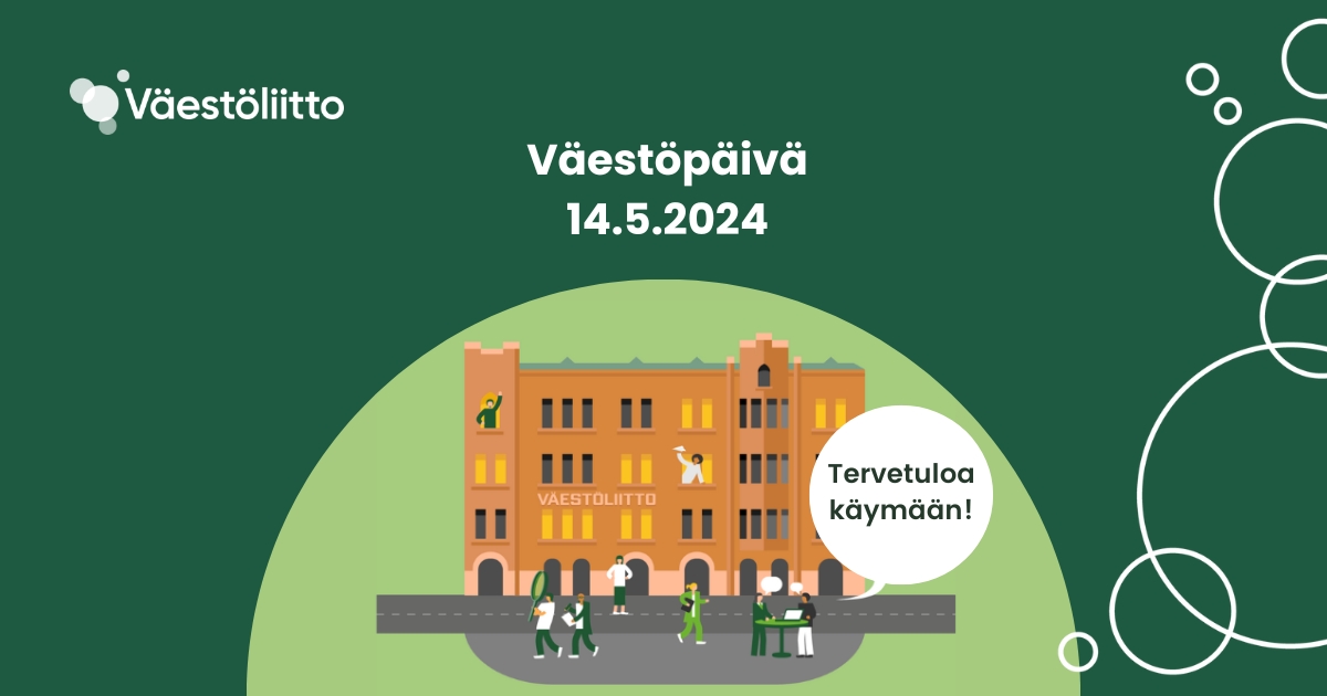Tiistaina 14.5. vietämme Väestöpäivää teemalla Alenevan syntyvyyden Suomi. Olet tervetullut mukaan! Osaa päivän ohjelmasta on mahdollista seurata striimin kautta: videonet.fi/vaestoliitto/2…