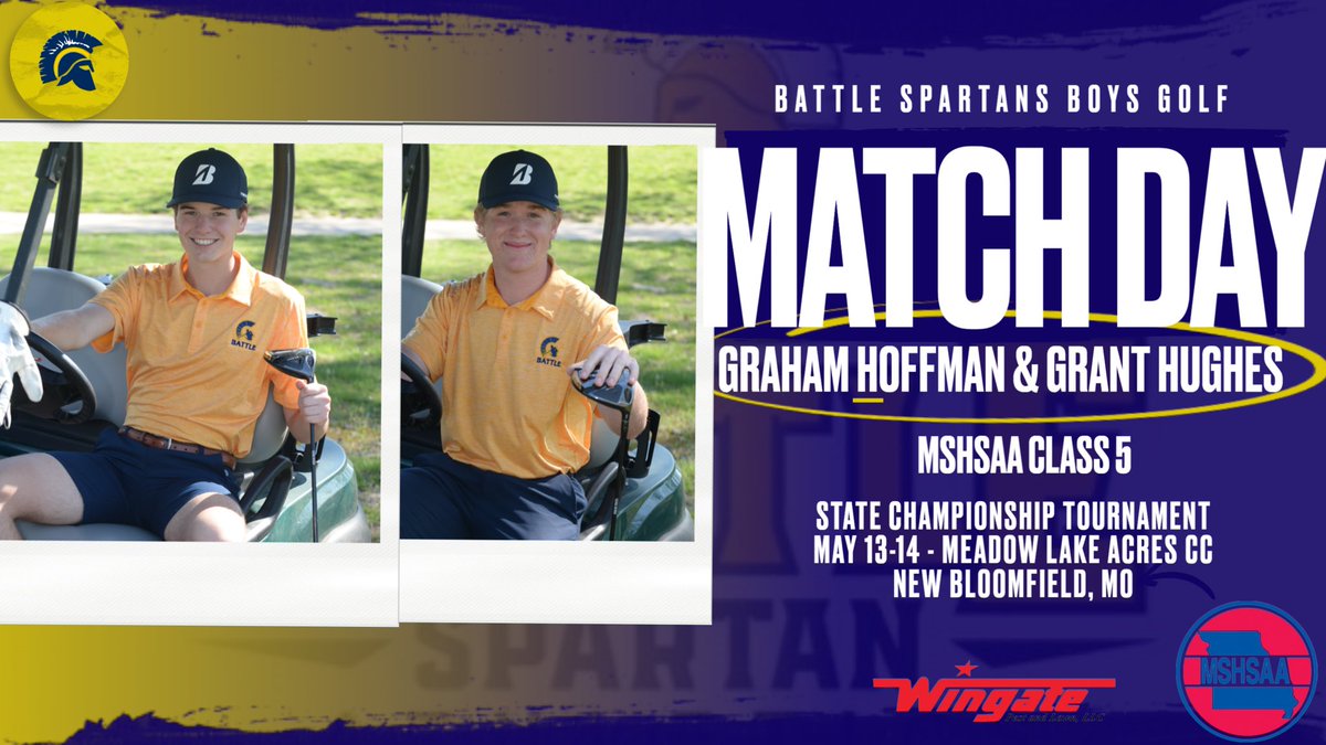 Good luck to Graham Hoffman and Grant Hughes of Battle as they compete in Day 1 of the MSHSAA Class 5 State Championship Boys Golf Tournament at Meadow Lake Acres CC!