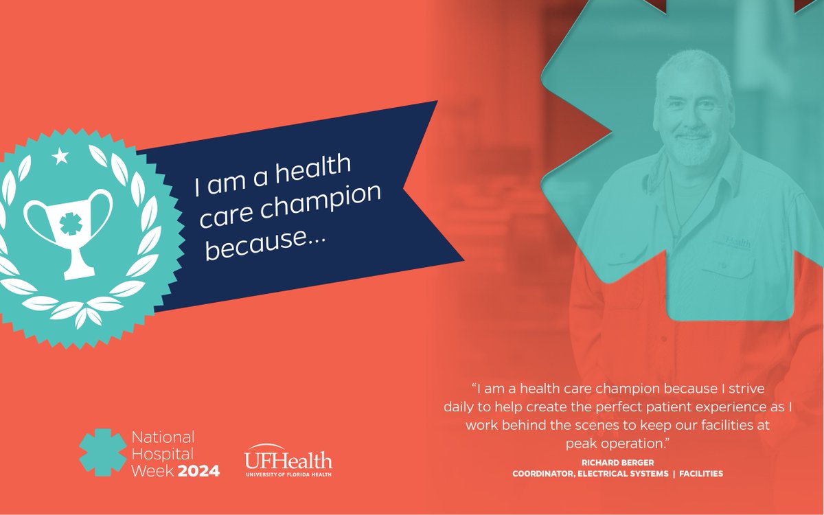 Celebrate #NationalHospitalWeek with us!🎉 Every team member plays a vital role in advancing medicine and impacting patient care. This week, we're spotlighting our health care champions, starting with Richard Berger, our dedicated electrical systems coordinator. 🛠️