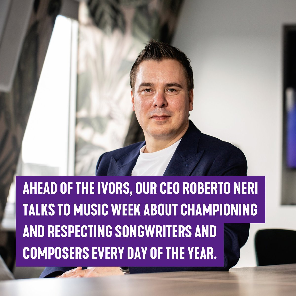 “At the Ivors Academy, we're not compromised: we don't own assets, we don't represent assets, we represent the songwriter and composer, and our job is only to focus on them.” Ahead of The Ivors, our CEO @RobertoNeri47 talks to @MusicWeek about championing and respecting