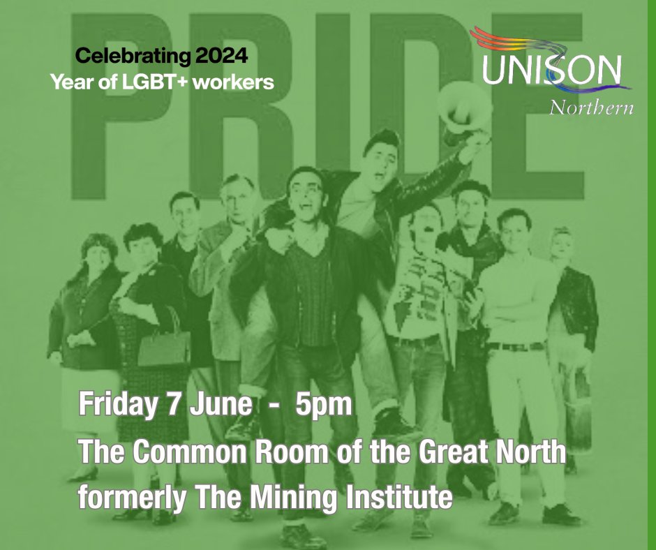 As part of UNISON's Year of LGBT+ Worker and 40 Years since the Miners Strike - Come join us for a fabulous film night at the iconic The Common Room! formerly known as The Mining Institute. We will be screening this heartwarming film for a night of laughter and tears. Don't