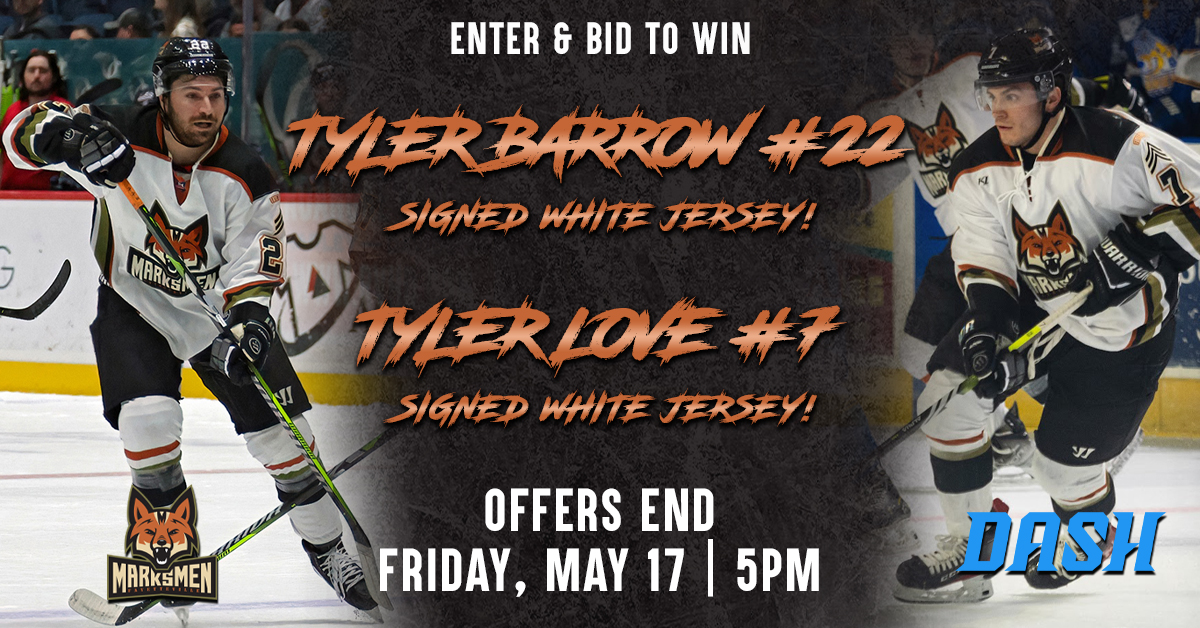 ❗NEW DASH OFFERS❗ This week get your very own signed, season-worn Tyler Barrow and Tyler Love Marksmen road jerseys on @Win_with_DASH! Enter the raffle for #7 and bid on #22 HERE: tinyurl.com/yre629pm #FearTheFox🦊