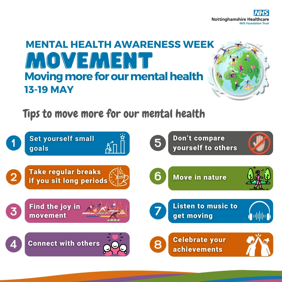 Nottinghamshire Healthcare (@nottshealthcare) on Twitter photo We know moving more is important for our mental health but many find it hard to move enough. These tips from <a href="/mentalhealth/">Mental Health Foundation</a> may help you get started: orlo.uk/xi75u We know moving more is important for our mental health but many find it hard to move enough. These tips from <a href="/mentalhealth/">Mental Health Foundation</a> may help you get started: orlo.uk/xi75u