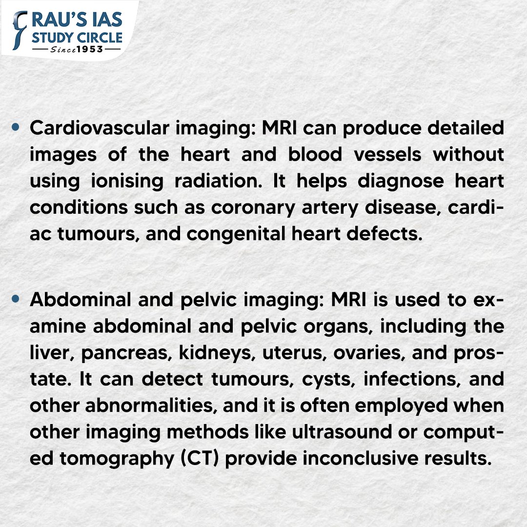 MRI is an indispensable tool to look inside the human body without surgery. It is used to obtain images of soft tissues within the body. Read more: 👉compass.rauias.com/current-affair… #MRI #MagneticResonanceImaging #UPSC2024 #RausIAS