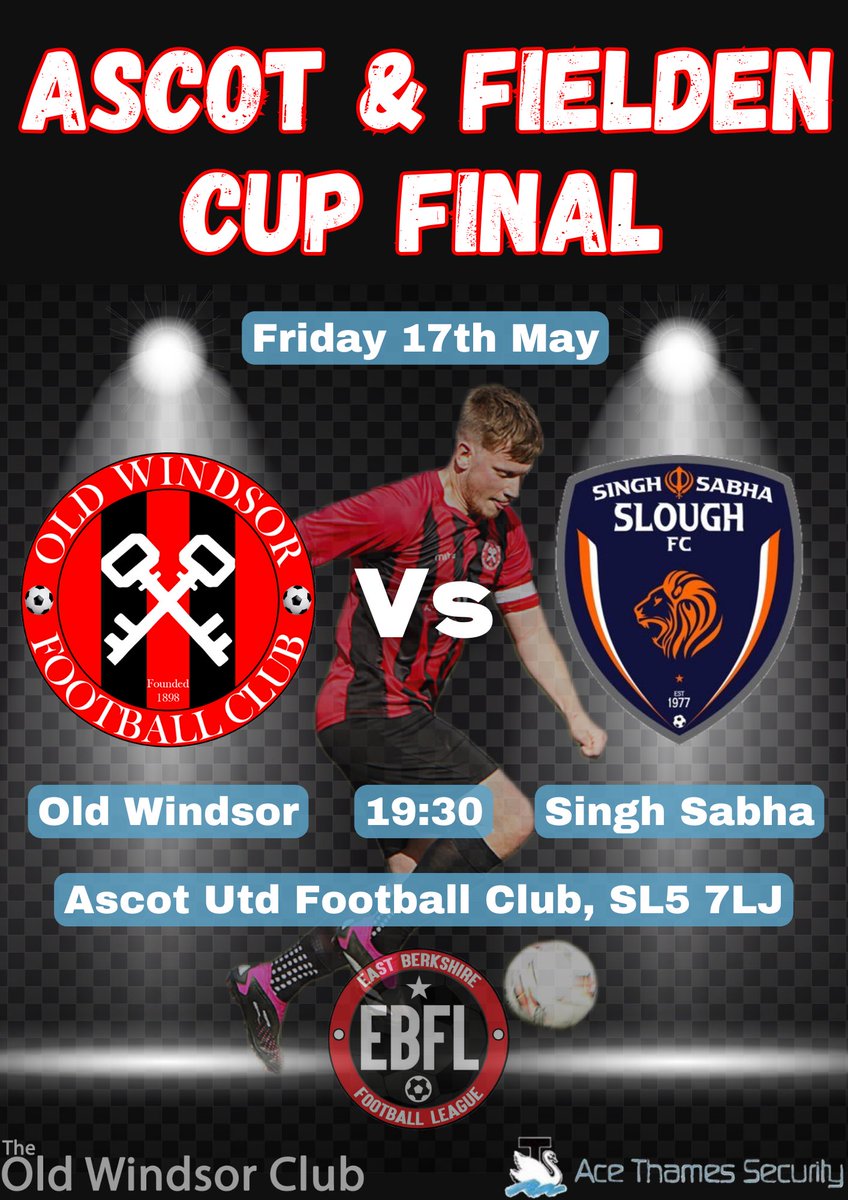 Please join us Friday at @AscotUnitedFC for the Ascot & Fielden Cup final against Singh Sabha. 🍔🍻⚽️ #UpTheOss 🔴⚫️