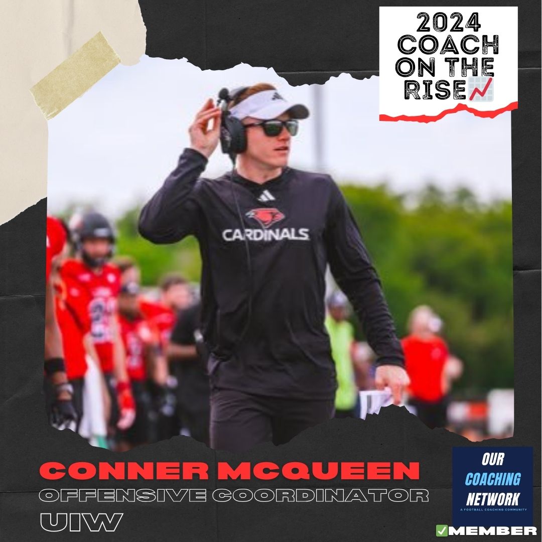 🏈FCS Coach on The Rise📈 @UIWFootball Offensive Coordinator @Conner_McQueen is one of the Top Offensive Coaches in CFB✅ And he is a 2024 Our Coaching Network Top FCS Coach on the Rise📈 FCS Coach on The Rise🧵👇