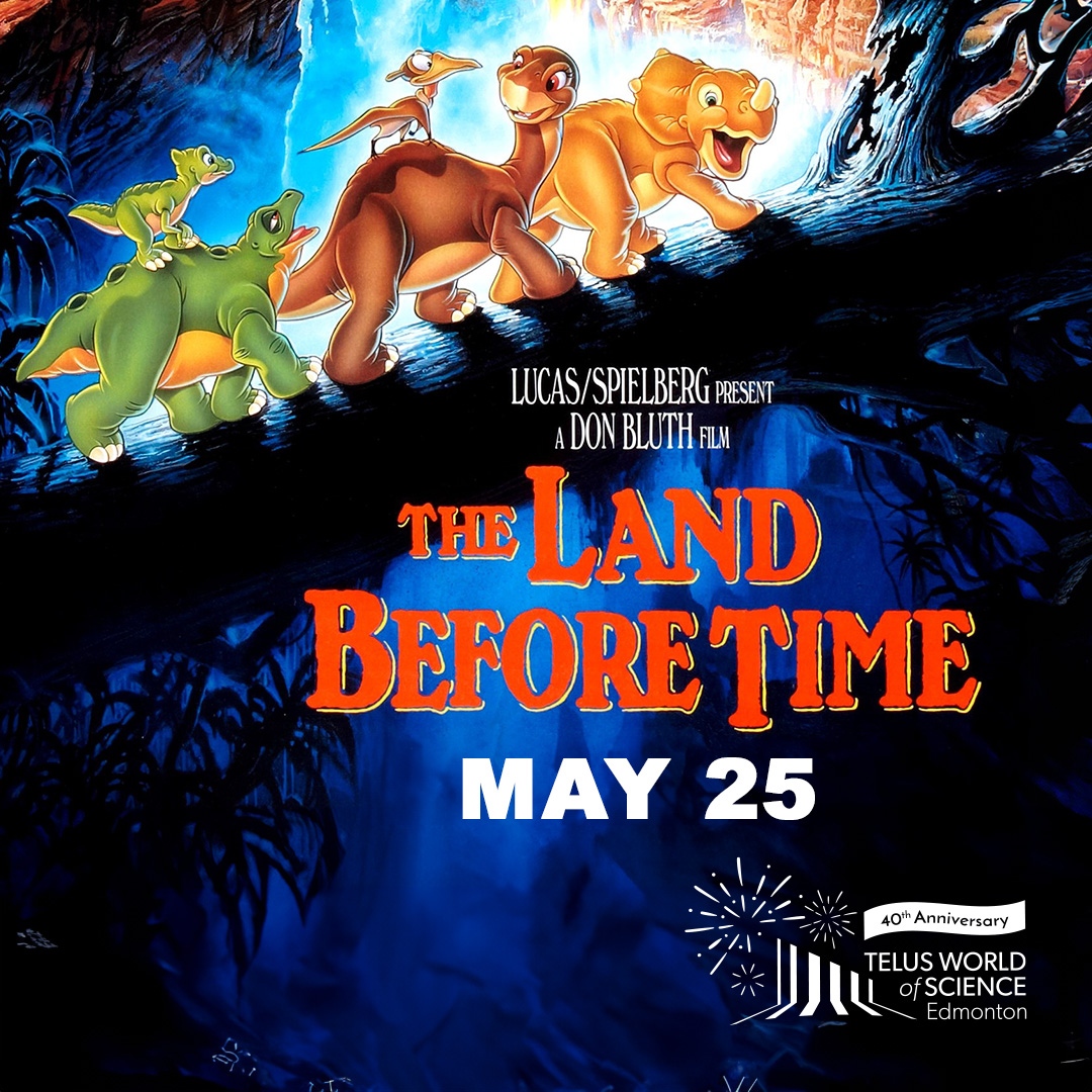 🦕✨ Get ready for a Jurassic-sized treat! 🎥  Enjoy the classic animated movie Land Before Time! 

Get your tickets now—this is one family film experience you won't want to miss! 
🎟️ twose.ca/landbeforetime

#yeg #edmonton #yegfamily #yegfilm #YegFilm #YegMovie