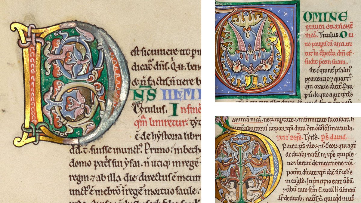 A fabulous trio of ‘Ds’ to celebrate the digitisation of our latest manuscript!

A copy of the Magna glosatura by Petrus Lombardus, this beautifully decorated manuscript dates from the 12th century.

Stunning 😍

(<a href="/NewCollegeOx/">New College, Oxford</a>, MS 32, ff. 36v, 148r, 165r)

#ManuscriptMonday