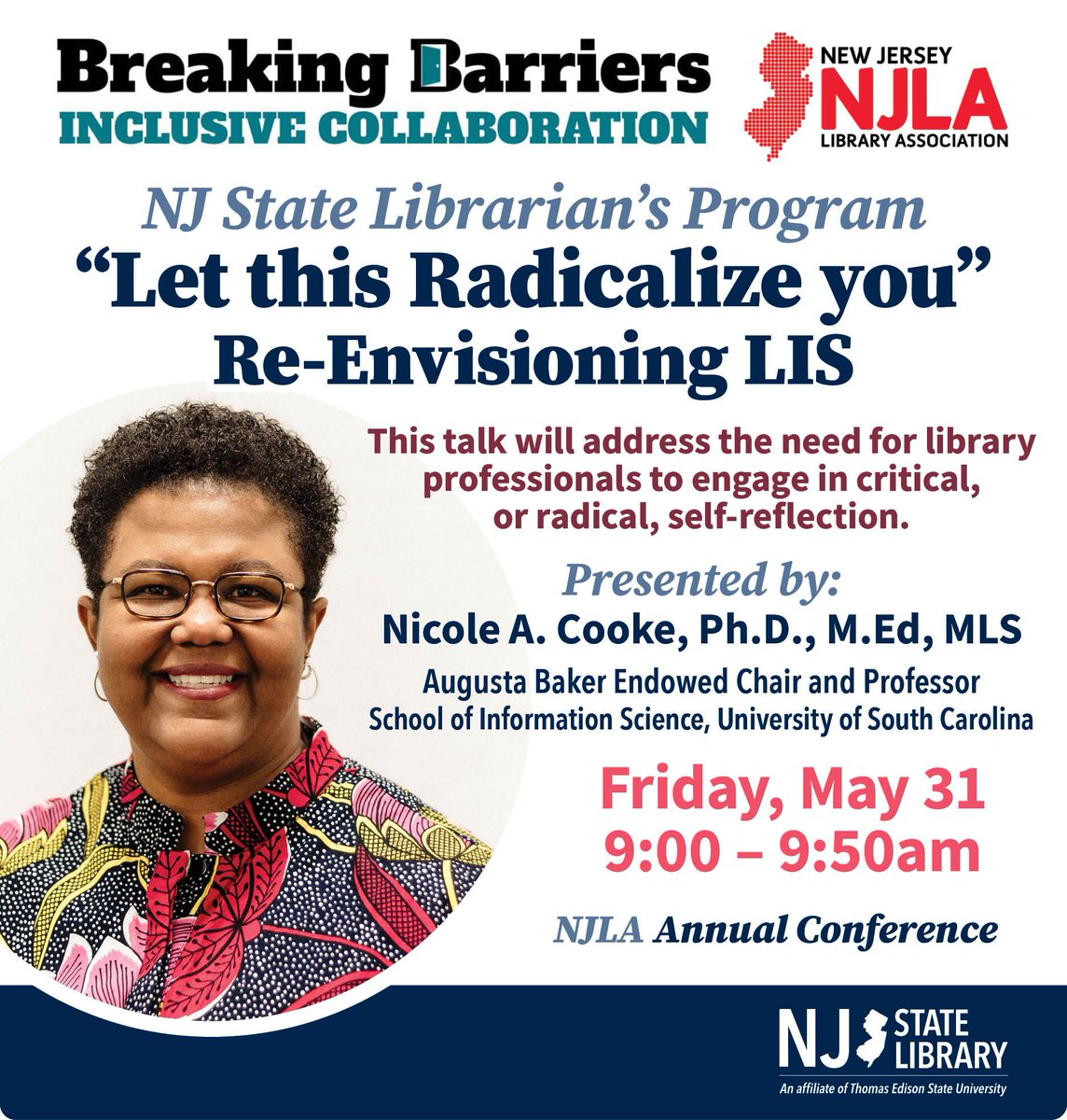 The annual NJLA conference in Atlantic City is May 29th-31st and we hope to see you all there! We hope to see attendees at our State Librarian's breakfast and program on Friday. Click to learn about all NJSL sessions at #NJLA2024 - buff.ly/3xWmb3G