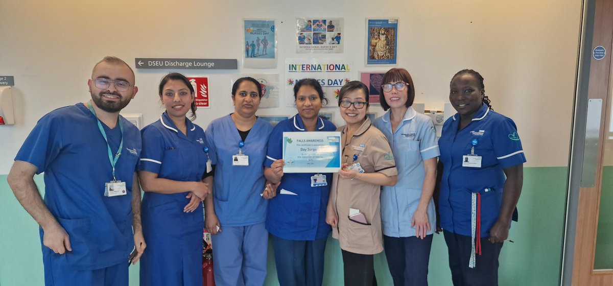We would like to congratulate &amp; recognise the hard work from all the staff on Day Surgery in reducing the number of falls in April by 67% #ThinkFalls🍁
<a href="/SusieR1/">Sue💙</a> <a href="/GraceWall/">Grace Wall💙</a> <a href="/NicolaFirth6/">Nicola Firth</a> <a href="/Sunithamathew8/">Sunitha mathew</a> <a href="/a_cow28/">Millie 🖤</a> <a href="/Kkgoods1/">Kerry Goodson</a> <a href="/JanetCordwell/">Janet cordwellharmer</a> <a href="/surgery_day/">DaySurgery@TGICFT</a> <a href="/A_jsmith24/">Ashleigh Smith</a>
