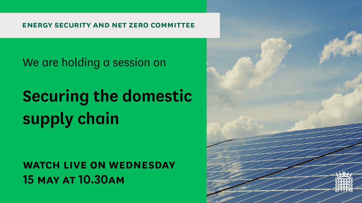 ⚡️On Wednesday, we're speaking to Minister @AndrewBowie_MP and Ben Golding from @energygovuk to discover if the Government is sufficiently supporting the development of a supply chain to deliver low carbon energy ➡️Find out more: committees.parliament.uk/event/21588/fo…