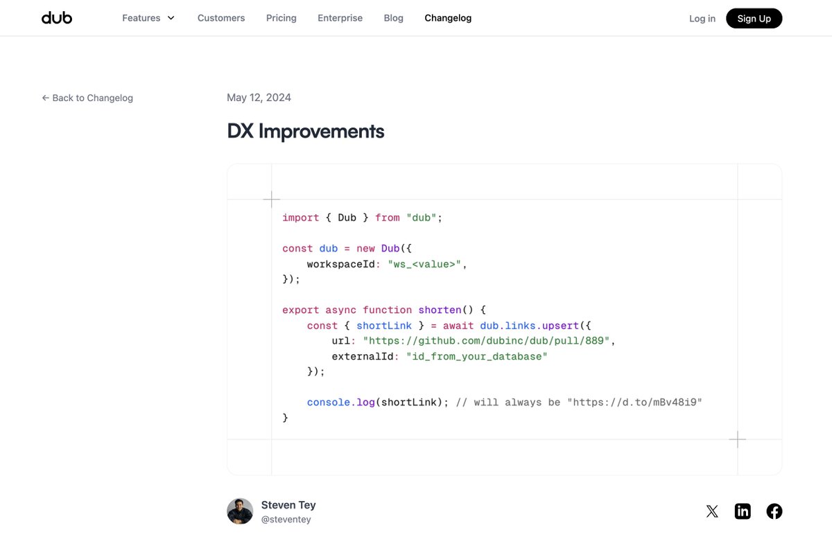 DX >>>> So proud of our team for shipping these awesome DX improvements to @dubdotco's API → d.to/dx-improvements In other news – the new @vercel theme on ray.so makes for such a beautiful changelog OG image 😍 x.com/dubdotco/statu…