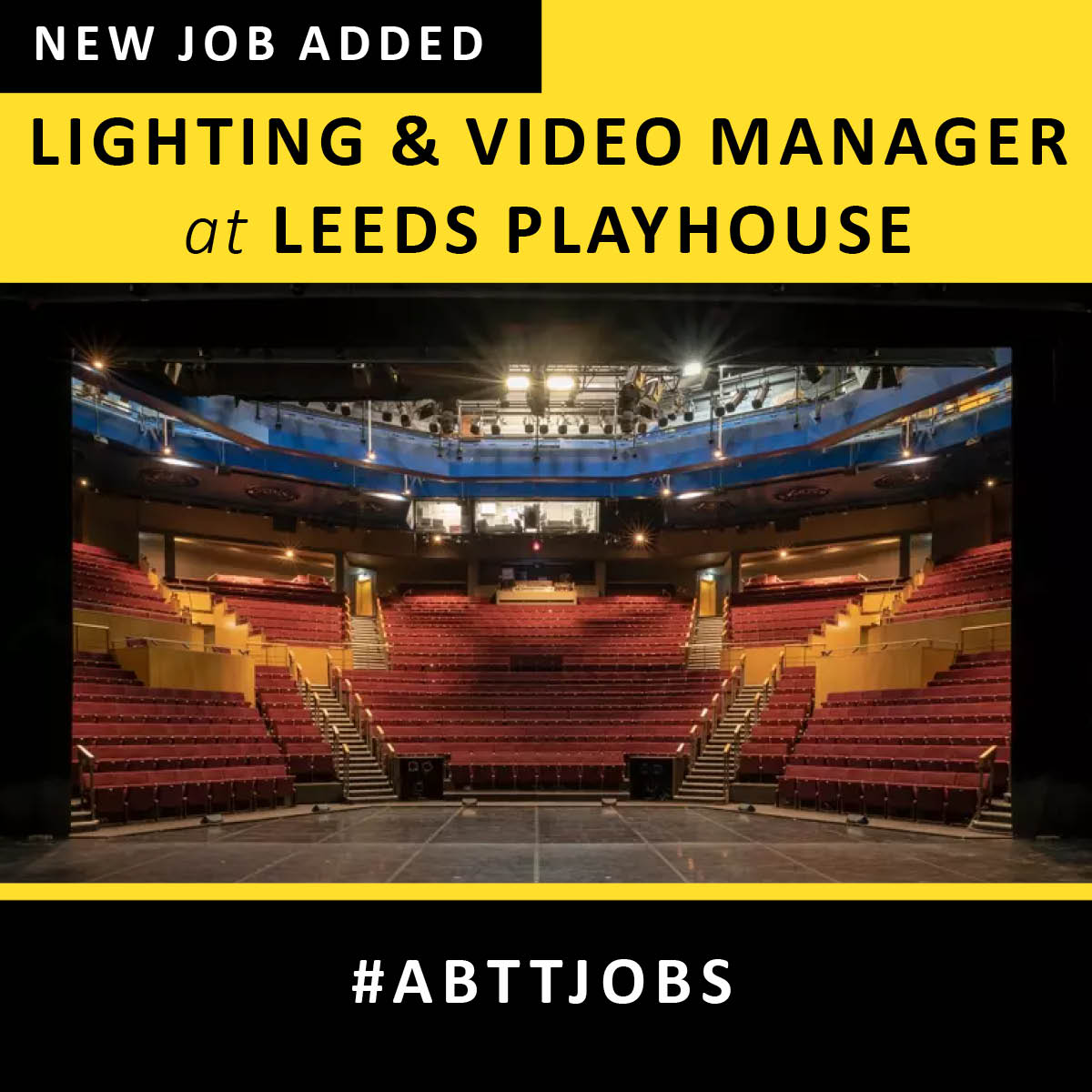 Leeds Playhouse are recruiting for a skilled individual with proven experience of managing lighting and video within the events and entertainment industry, to join them in the role of Lighting & Video Manager.

Find out more and apply here: abtt.org.uk/jobs/lighting-…

#ABTTjobs