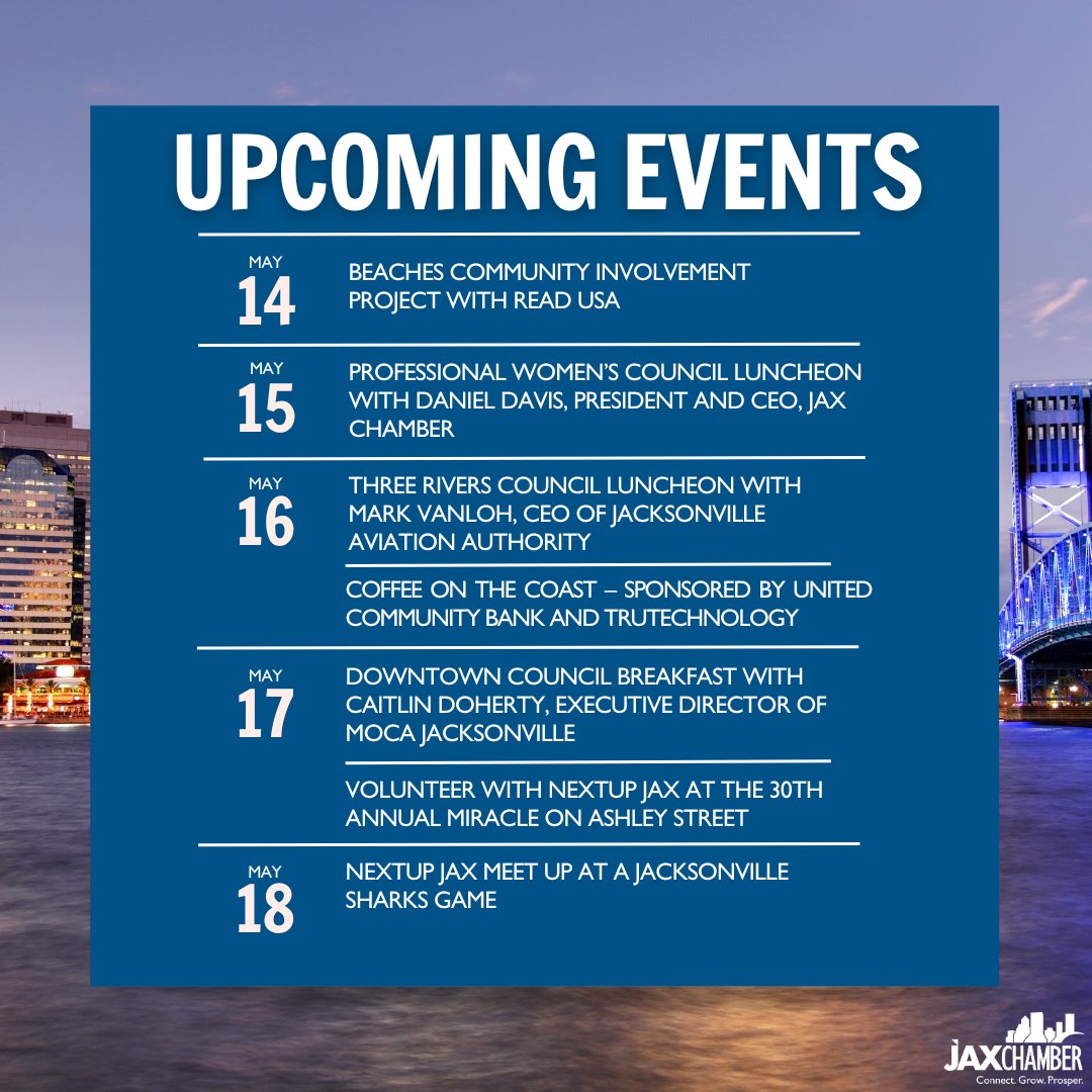 Check out our events list for this week! Learn more on our website jaxchamber.com/events/