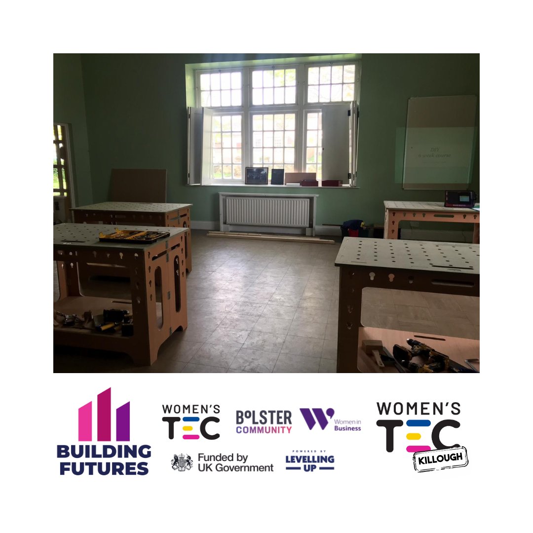 The calm before the storm! Our Building Futures DIY class kicked off last week in Killough. We're thrilled to see new faces eager to learn! 🛠️ #DIYSkills #BuildingFutures #Killough #WOMENSTEC #NotJustForBoys
