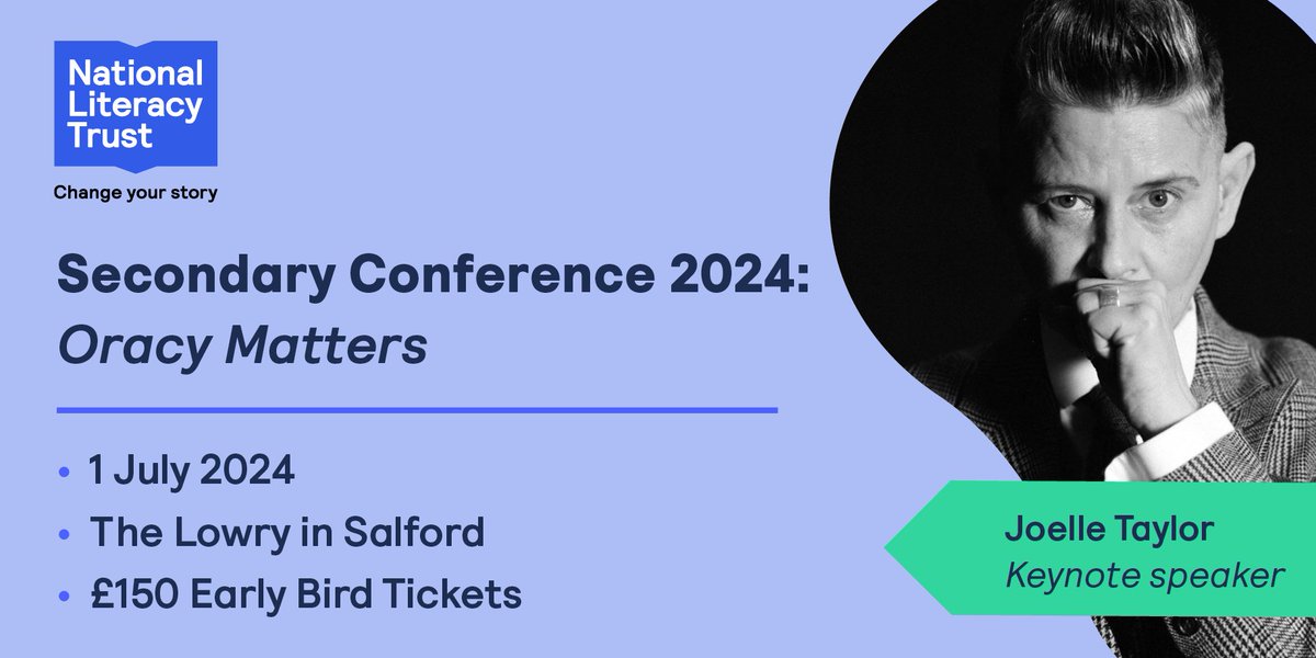 T.S. Eliot award-winning poet Joelle Taylor is delivering her keynote speech at this year’s Secondary Conference on the power of poetry in inspiring oracy and literacy skills in young people. 

Join us on July 1st: literacytrust.org.uk/training-and-w…