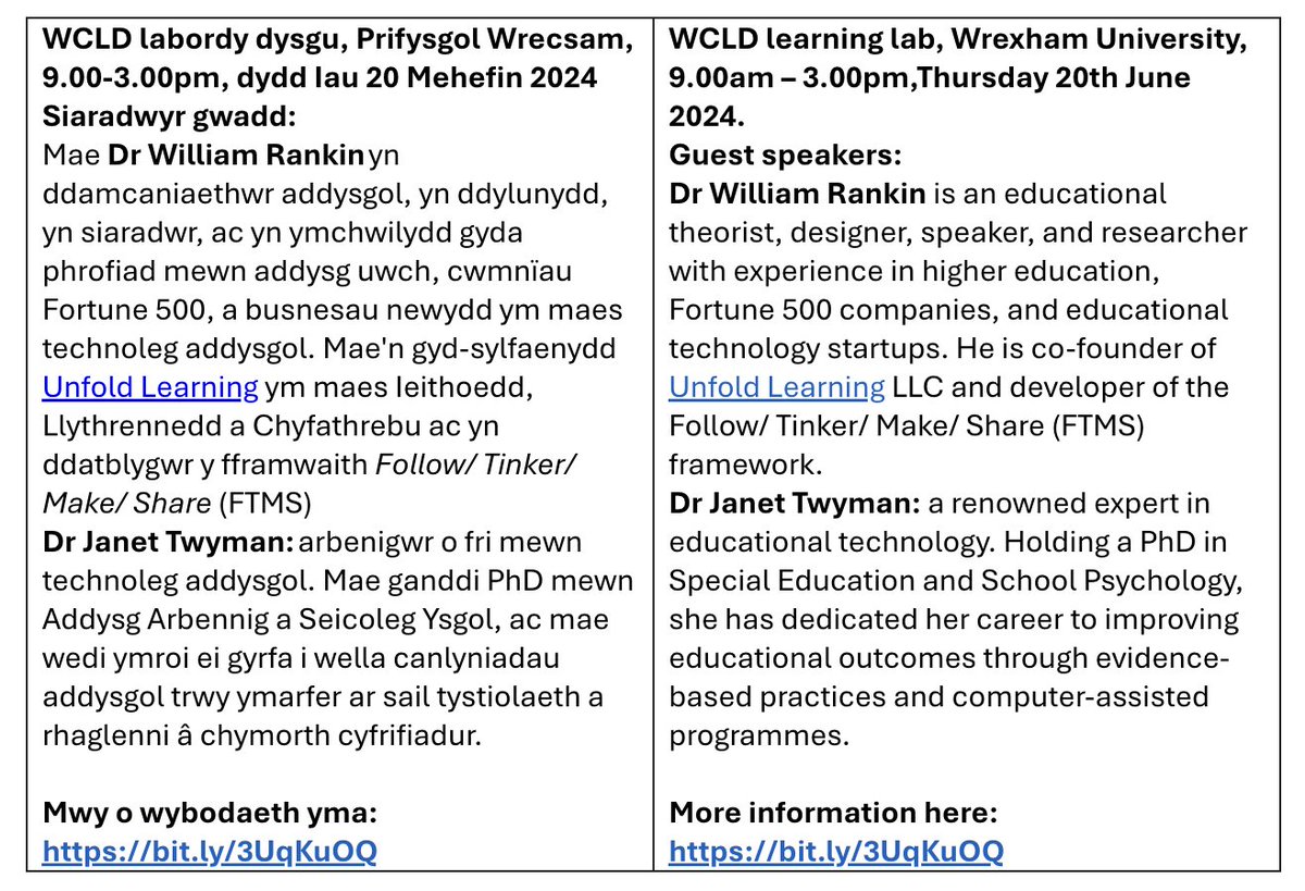 @MrYTeacherGuy (@mryteacherguy) on Twitter photo Exciting free CPD for educators
See below...
<a href="/WCLDProject/">Wales Collaborative for Learning Design (WCLD)</a> Exciting free CPD for educators
See below...
<a href="/WCLDProject/">Wales Collaborative for Learning Design (WCLD)</a>