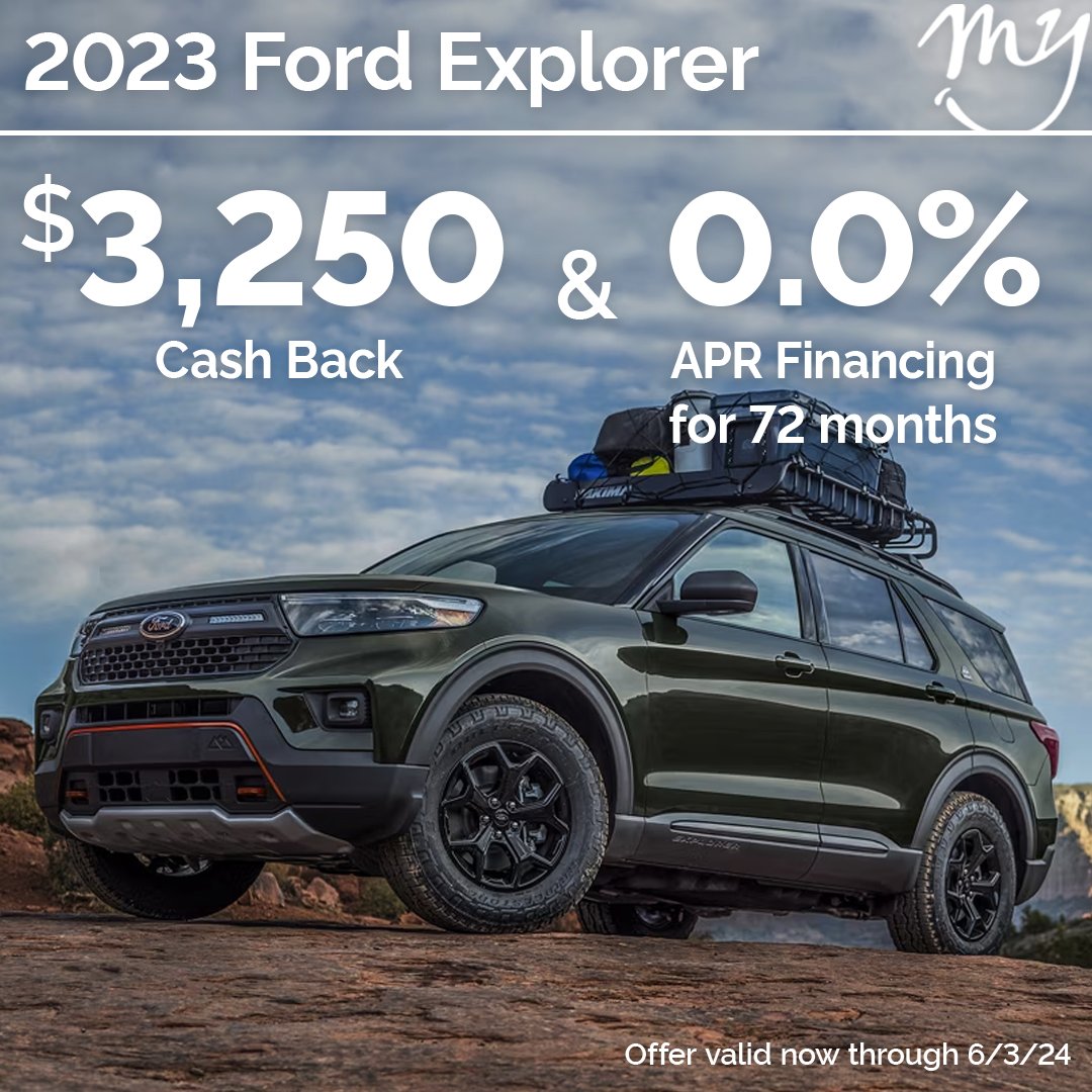Purchasing the 2023 Ford Explorer is no mistake! Get your 2023 Ford Explorer with 0.0% APR Financing for 72 months and get $3,250 cash back! 🔥

Offer valid now through 6/3/24.

#AlmaFordLincoln #Ford #Explorer #FordExplorer