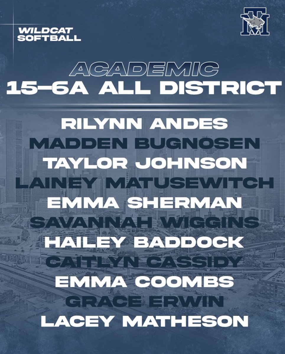 It’s time to congratulate our 15-6A Academic All-District award recipients! 
Love to see our Wildcats getting it done in the classroom!
#BeSomeone
#KeepChasing