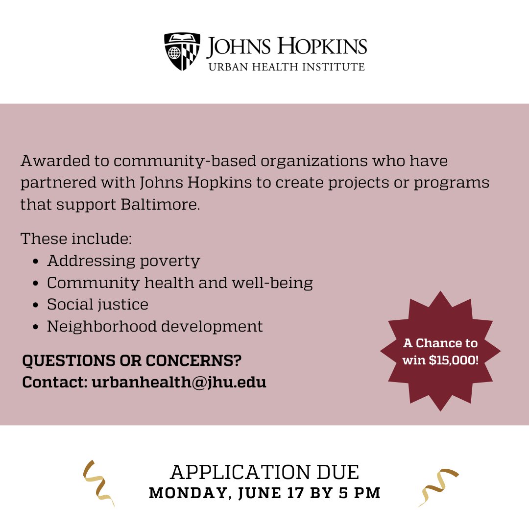 Applications for the 2024 Henrietta Lacks Memorial Award are now open❗ Applicants must have worked with @JohnsHopkins University for 2 years+ to be eligible for this $15,000 award. For more info. & to apply!➡️🔗 loom.ly/qzppgWQ. #healthequity #baltimore #henriettalacks