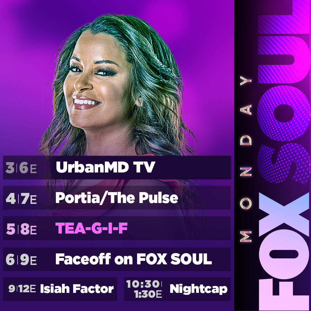 New week, new goals! 💜 Catch an all new episode of Urban MD TV and then⁠ spill some tea with your #TEAGIF favs LIVE TONIGHT only on #FOXSoul!