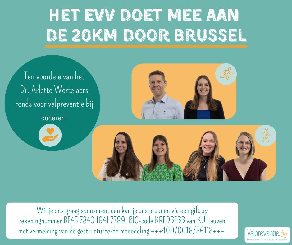 valpreventie (@valpreventie_be) on Twitter photo Op zondag 26 mei zal het Expertisecentrum Val- en fractuurpreventie Vlaanderen deelnemen aan de 20km door Brussel! Wil jij ons graag sponsoren? Klik dan snel op volgende link tinyurl.com/4shp5yky.
<a href="/KoenMilisen/">Koen Milisen</a> <a href="/EllenVlaeyen/">EllenVlaeyen</a> Op zondag 26 mei zal het Expertisecentrum Val- en fractuurpreventie Vlaanderen deelnemen aan de 20km door Brussel! Wil jij ons graag sponsoren? Klik dan snel op volgende link tinyurl.com/4shp5yky.
<a href="/KoenMilisen/">Koen Milisen</a> <a href="/EllenVlaeyen/">EllenVlaeyen</a>